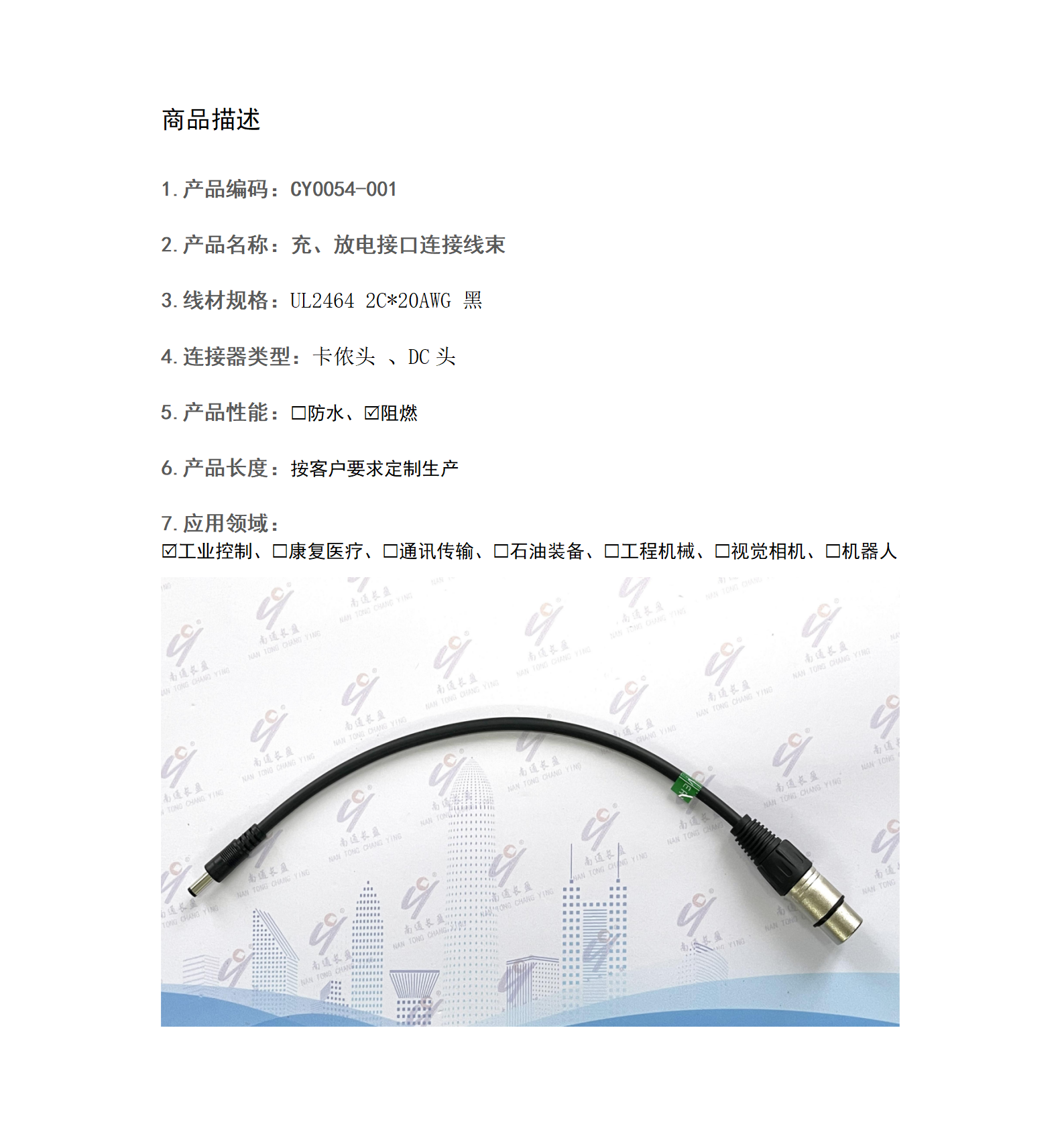 CY0054-001 充、放電接口連接線束